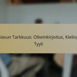 Kieliasun Tarkkuus: Oikeinkirjoitus, Kielioppi, Tyyli