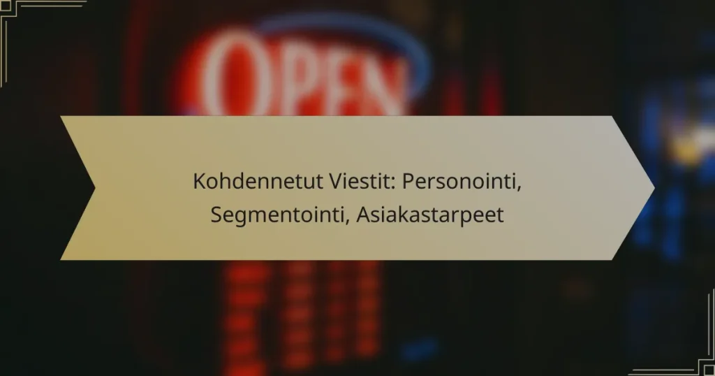 Kohdennetut Viestit: Personointi, Segmentointi, Asiakastarpeet