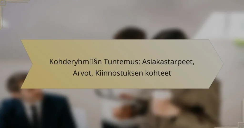 Kohderyhmän Tuntemus: Asiakastarpeet, Arvot, Kiinnostuksen kohteet