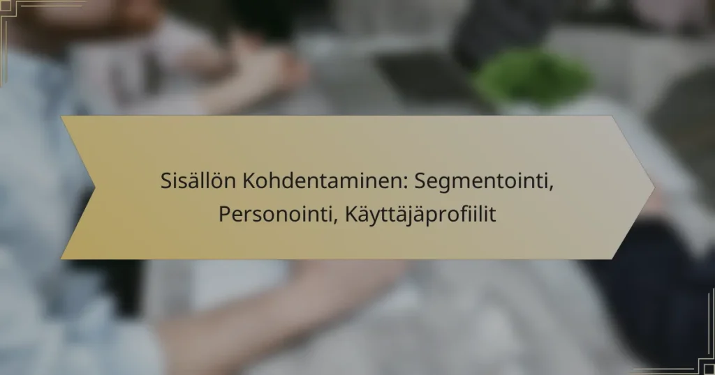 Sisällön Kohdentaminen: Segmentointi, Personointi, Käyttäjäprofiilit