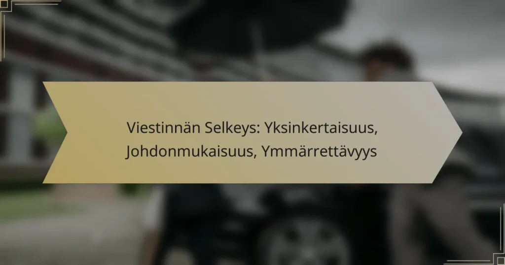 Viestinnän Selkeys: Yksinkertaisuus, Johdonmukaisuus, Ymmärrettävyys