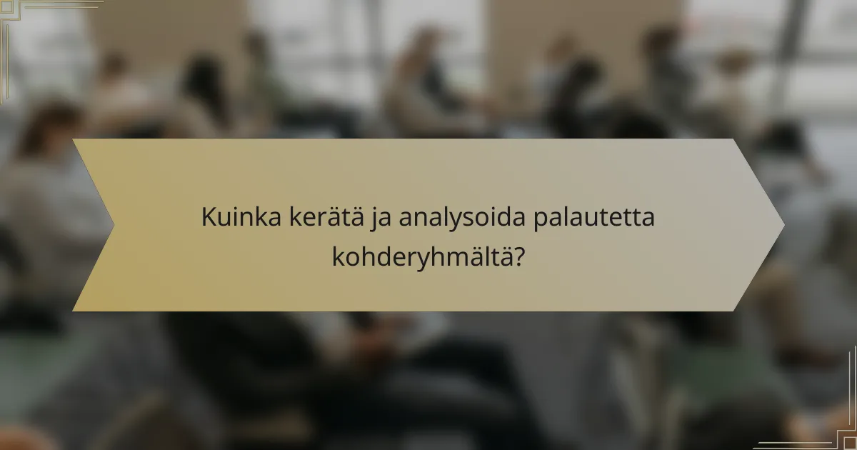 Kuinka kerätä ja analysoida palautetta kohderyhmältä?
