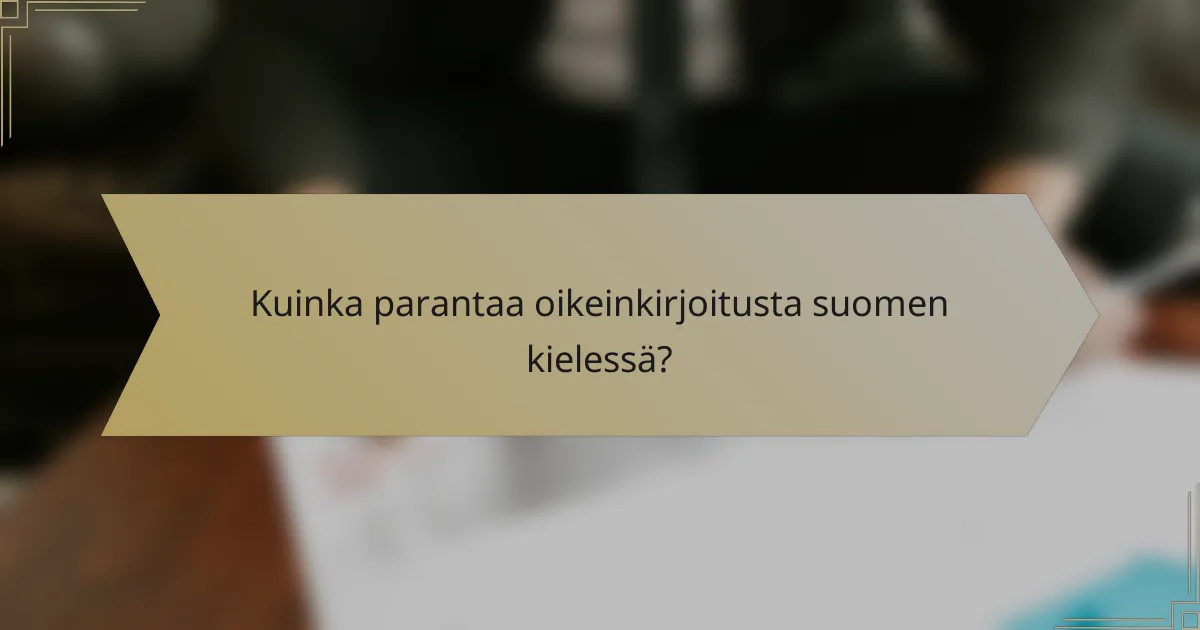 Kuinka parantaa oikeinkirjoitusta suomen kielessä?