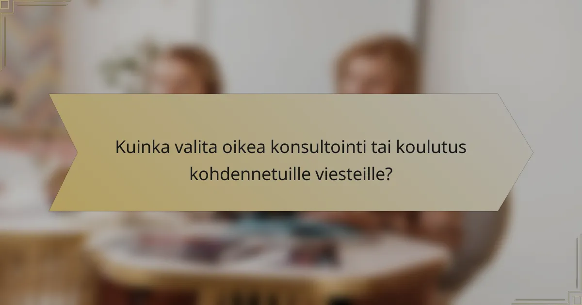 Kuinka valita oikea konsultointi tai koulutus kohdennetuille viesteille?